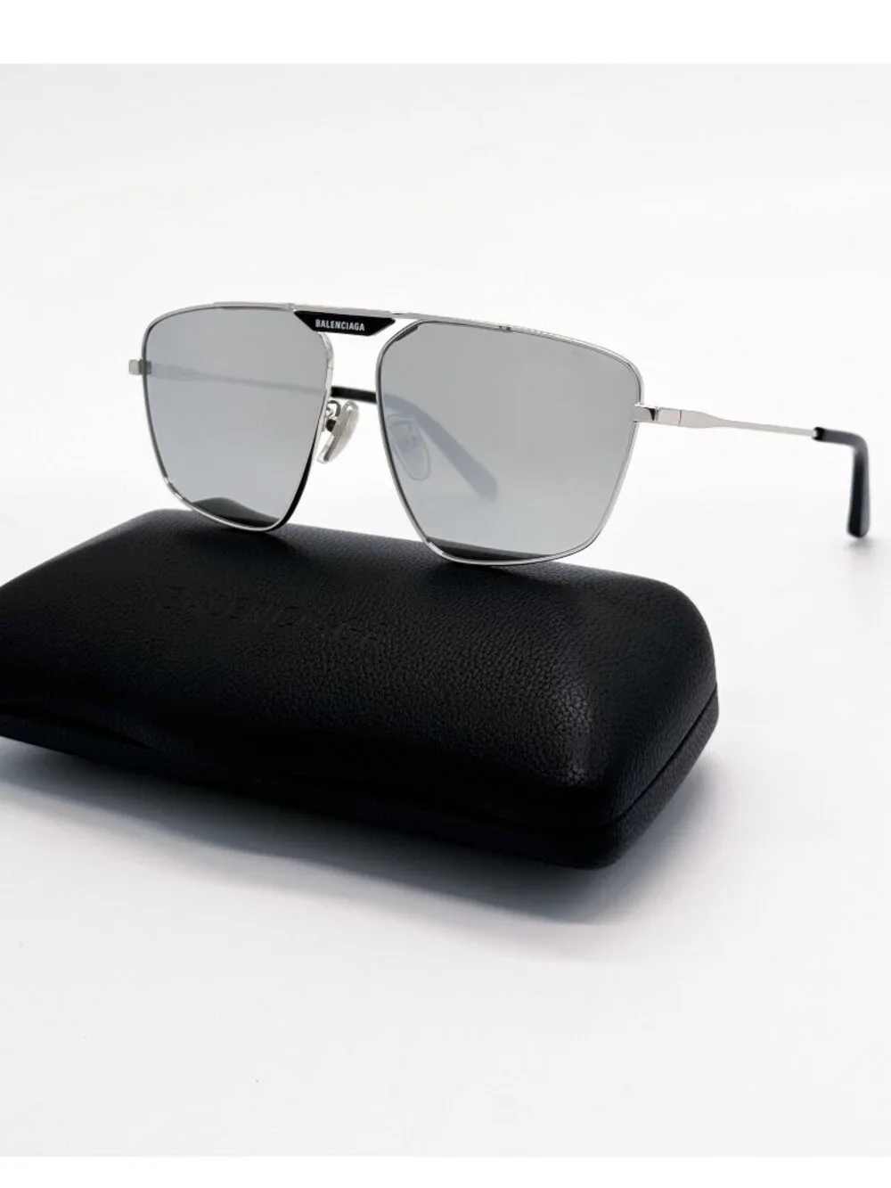 New Balenciaga Sunglasses Silver Pillot Frame Unisex BB0246SA 002